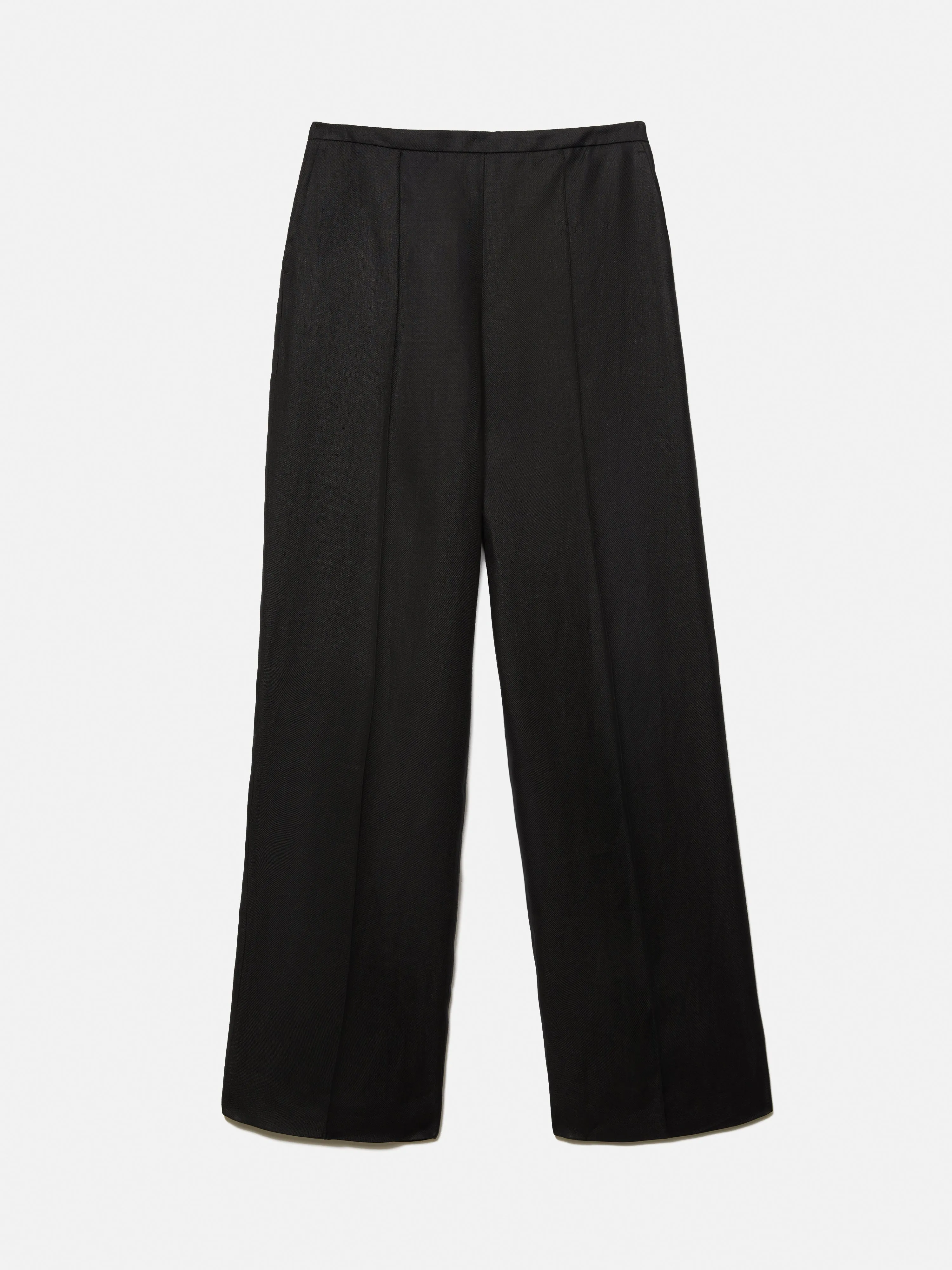 Irish Linen Twill Palazzo Trouser | Black