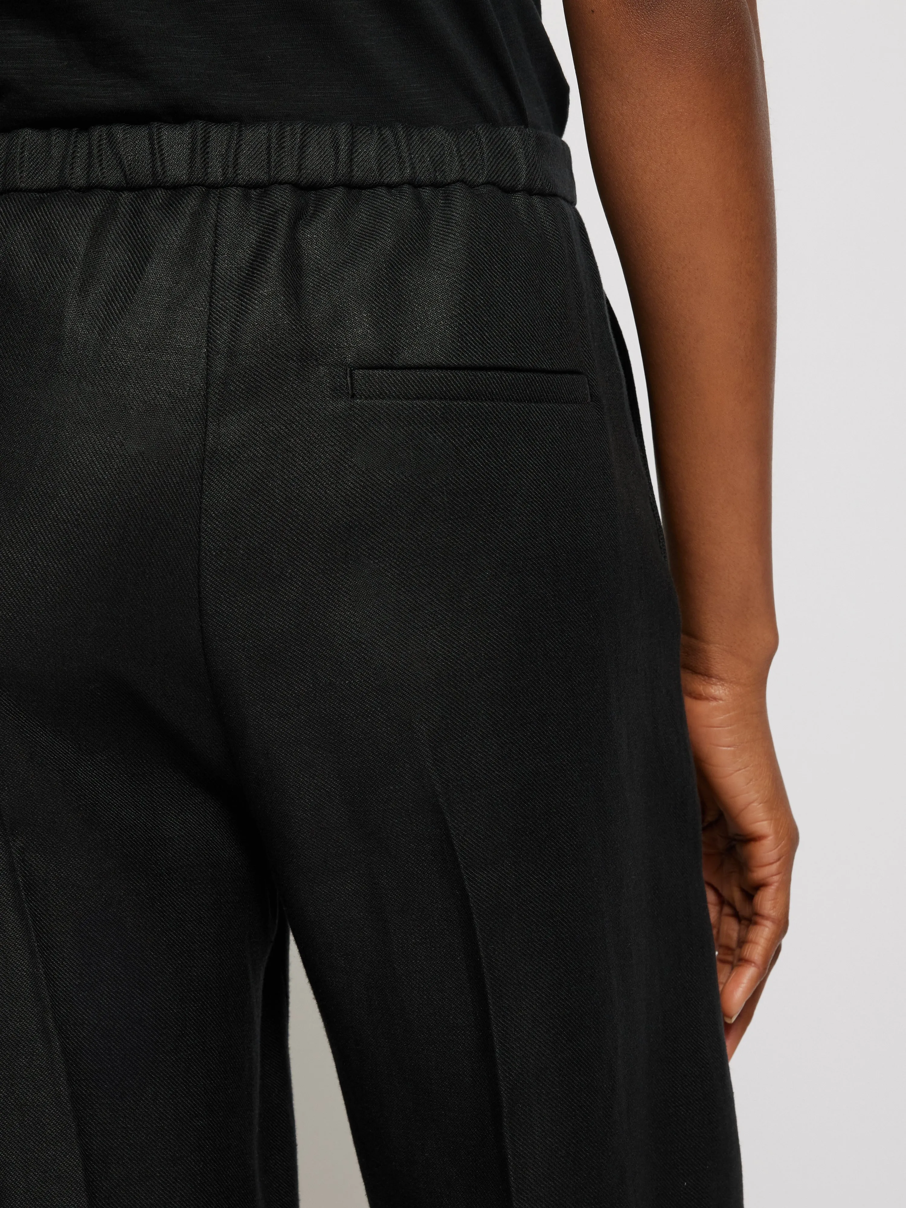 Irish Linen Twill Palazzo Trouser | Black