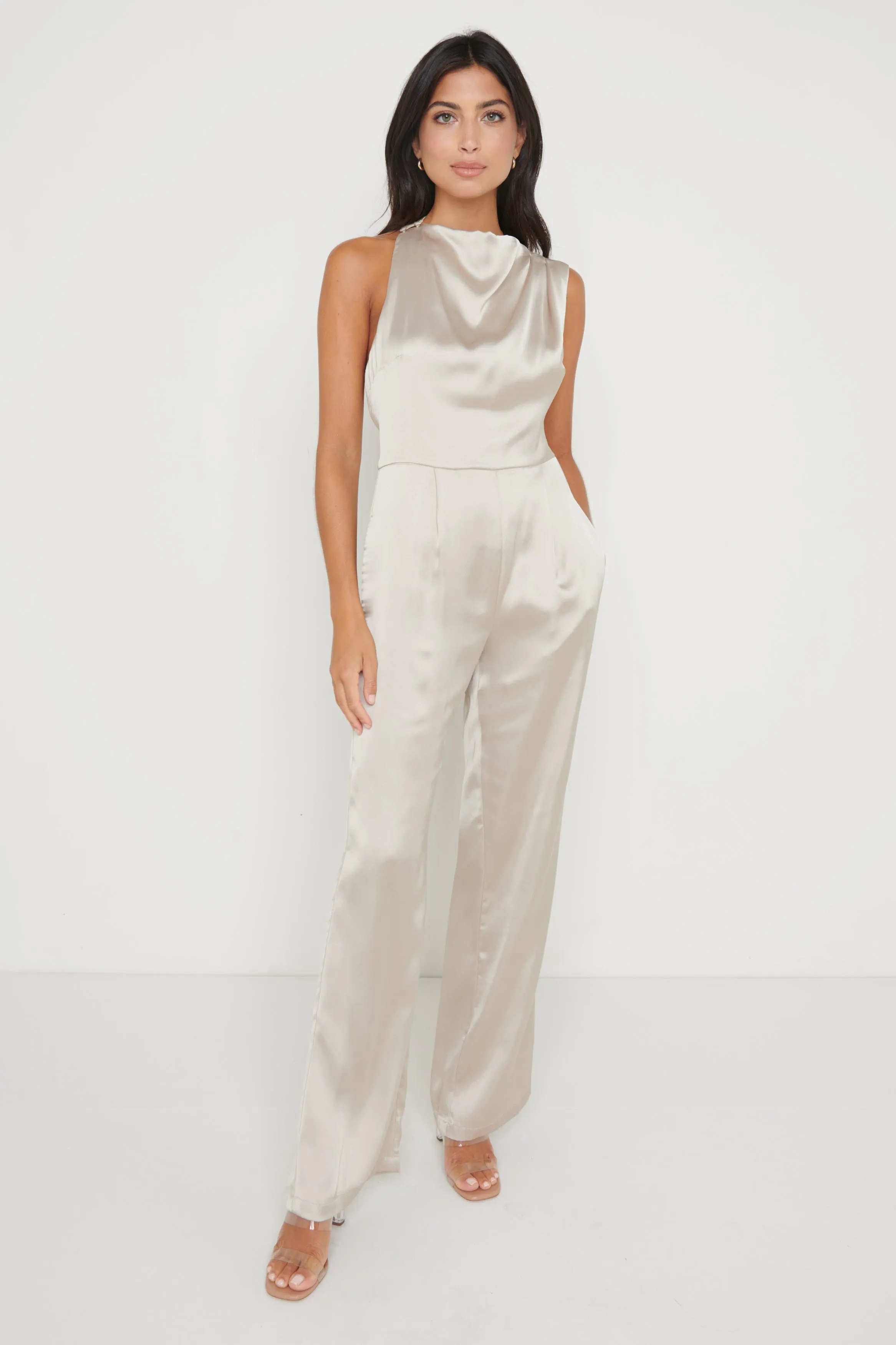 Jett Backless Jumpsuit - Taupe