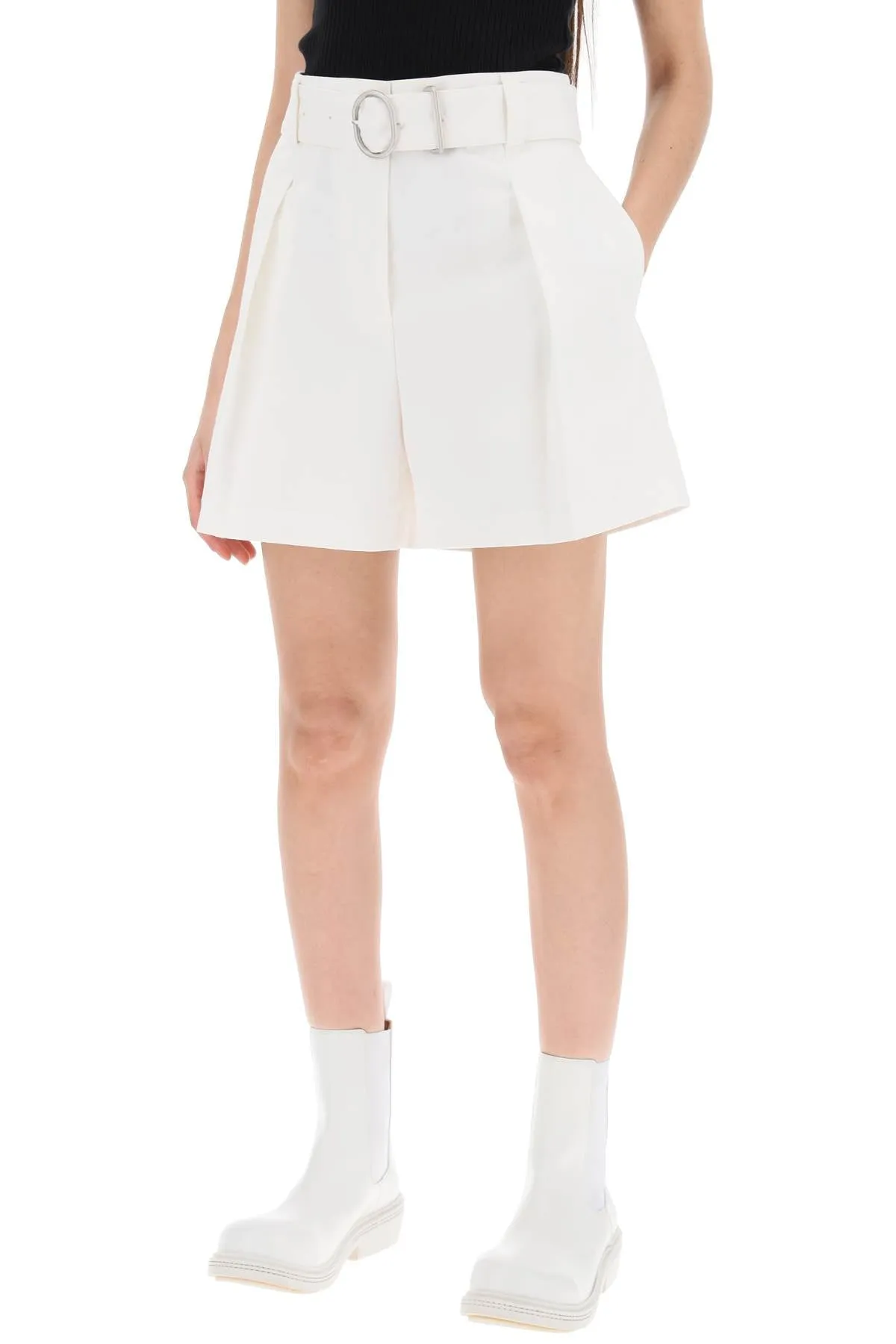 Jil Sander Cotton Bermuda Shorts With Removable Belt