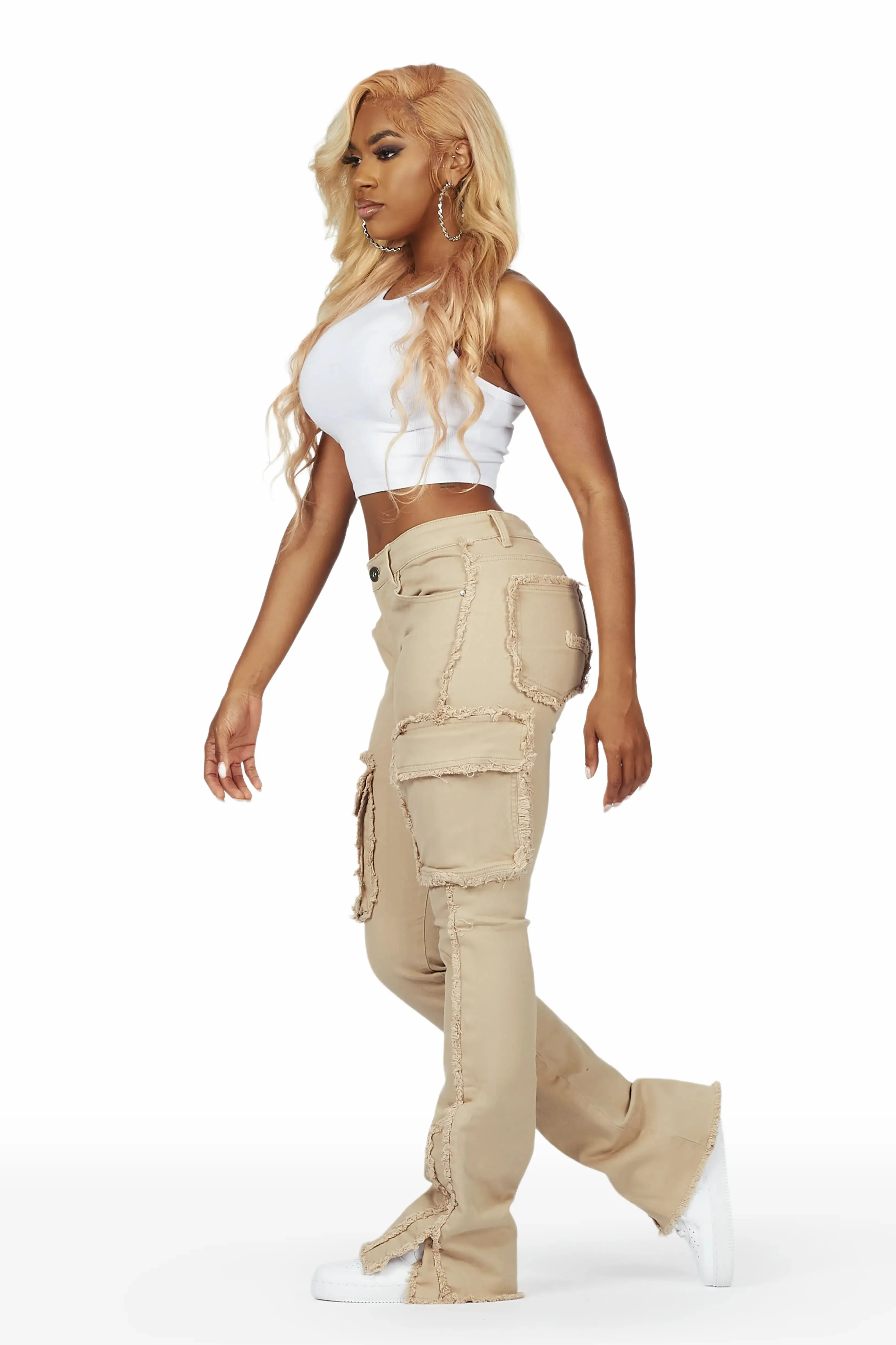 Kassidy Tan Stacked Flare Jean