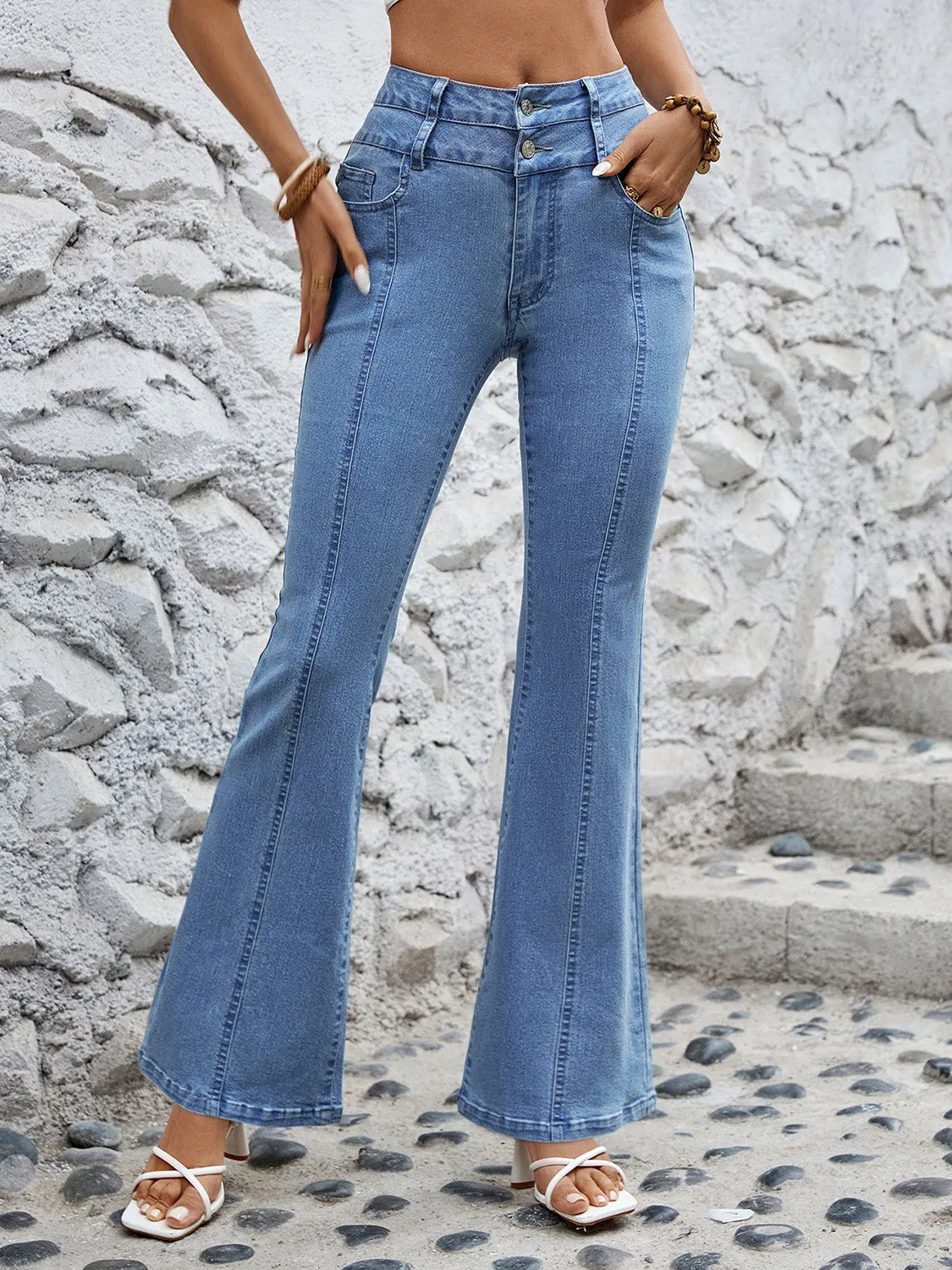 kesley High Waist Flare Jeans with Pockets