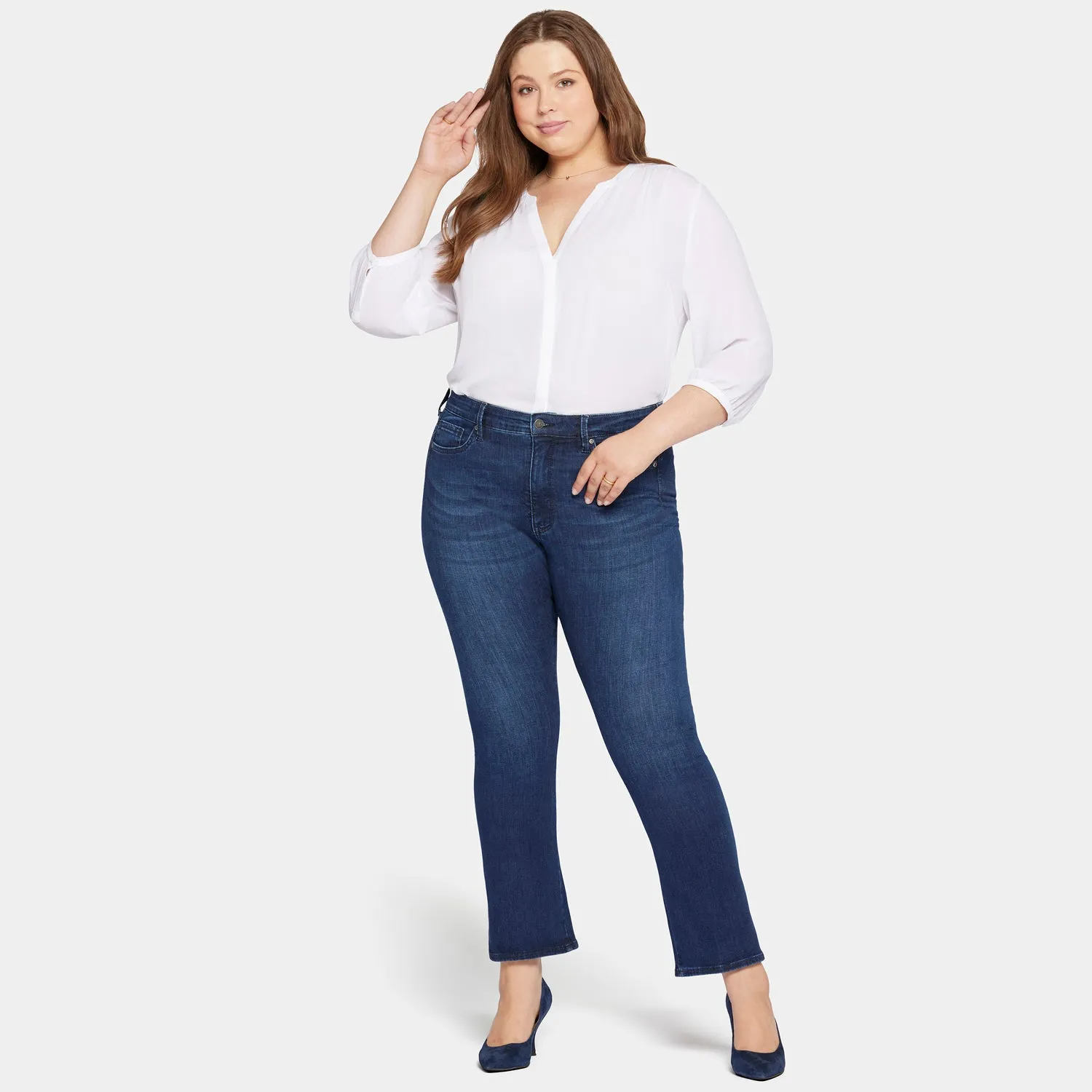 Le Silhouette Slim Bootcut Jeans In Petite Plus Size - Marvelous