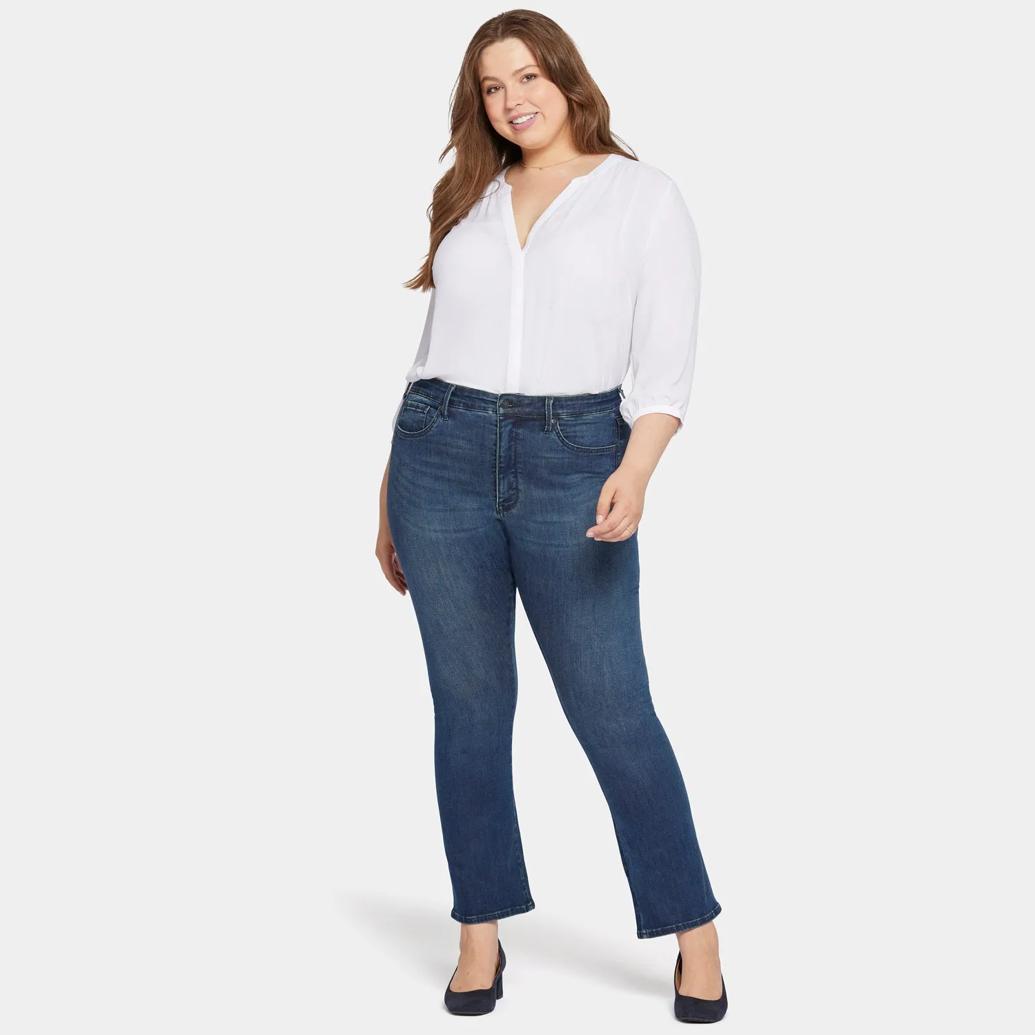 Le Silhouette Slim Bootcut Jeans In Petite Plus Size - Precious