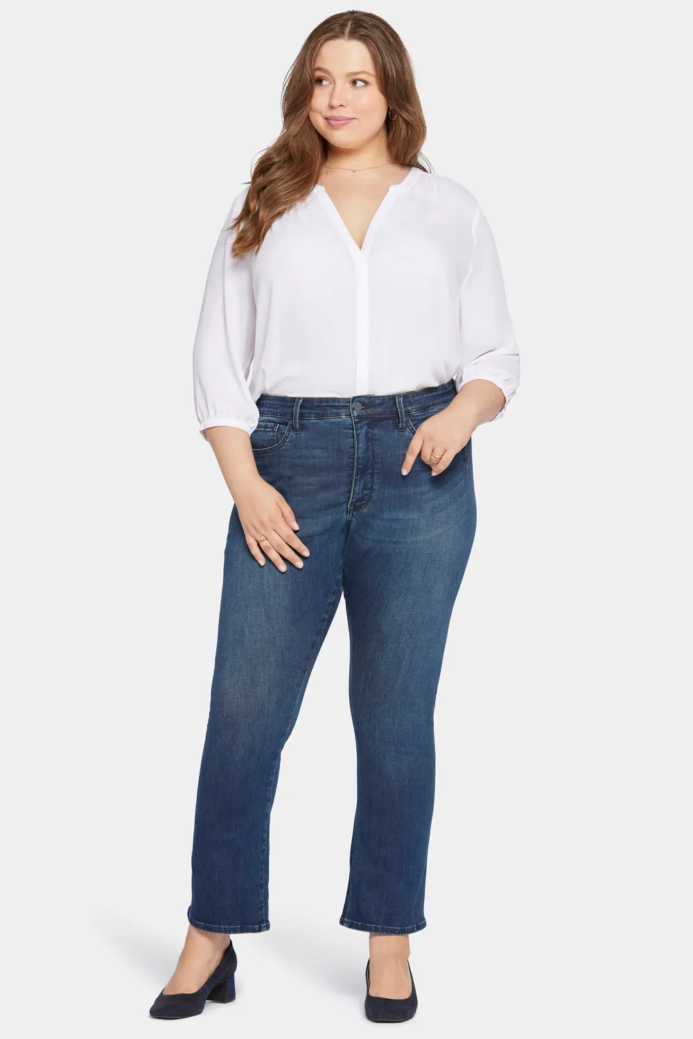 Le Silhouette Slim Bootcut Jeans In Petite Plus Size - Precious