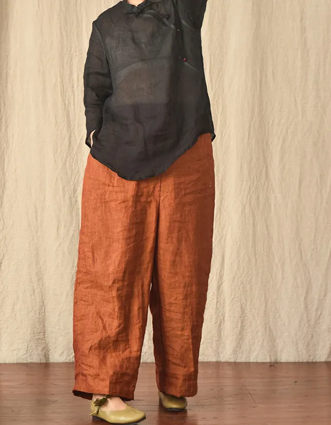 Leisure Pure Linen Wide Leg Trousers