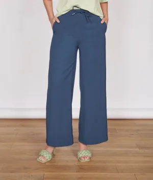 Lena Timeless Wide Leg Trousers, Navy, Women's