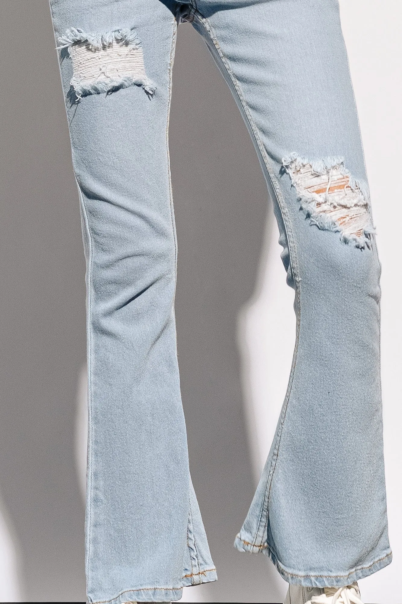 Light Wash Distressed Bootcut Jeans