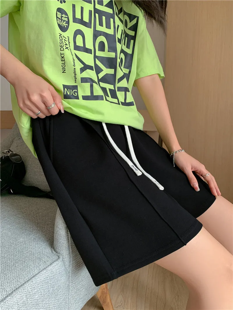 Lightweight air cotton sports shorts new versatile slim cutting loose A-line wide leg tapered pants