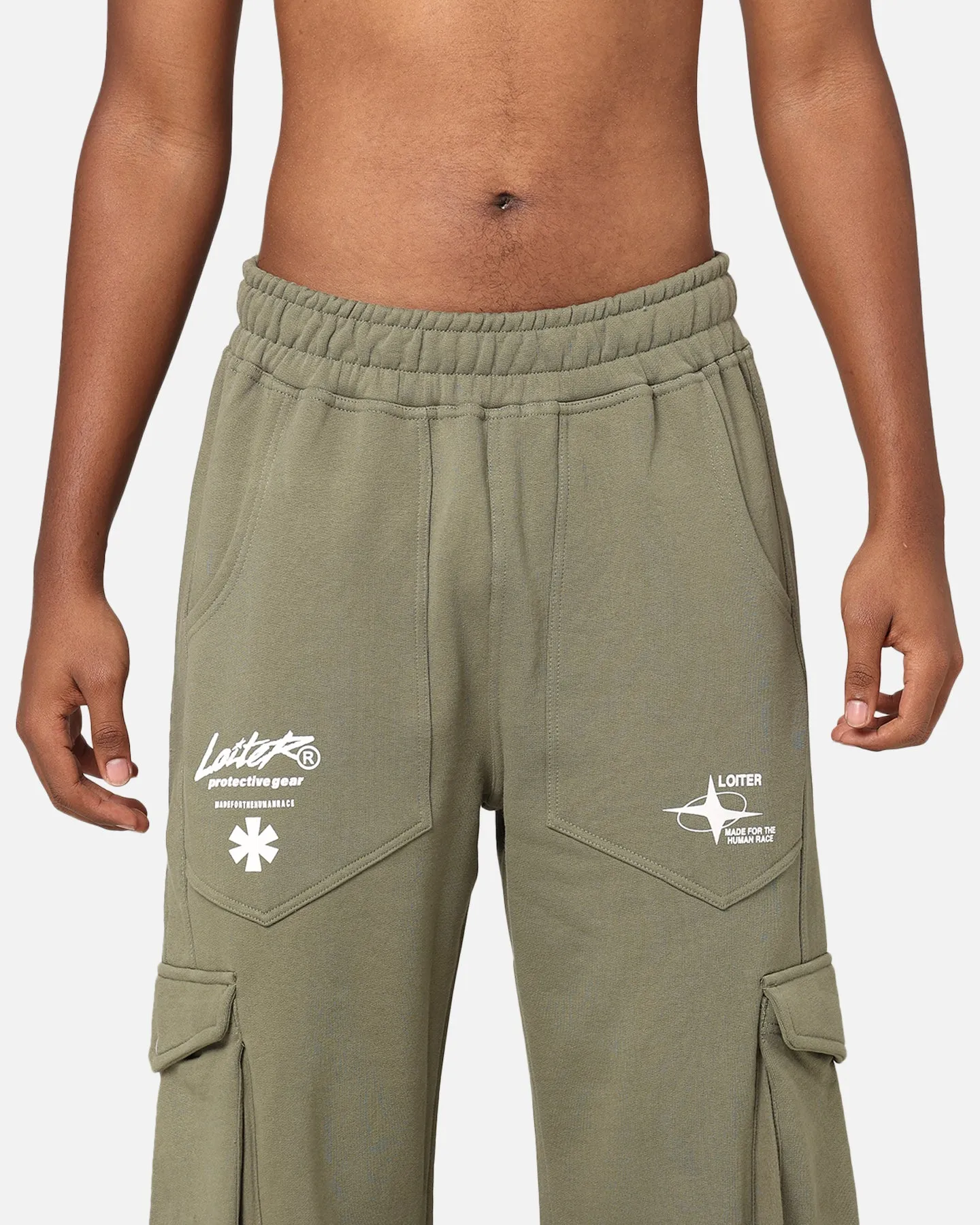 Loiter Utopia Cargo Sweat Pants Khaki Green