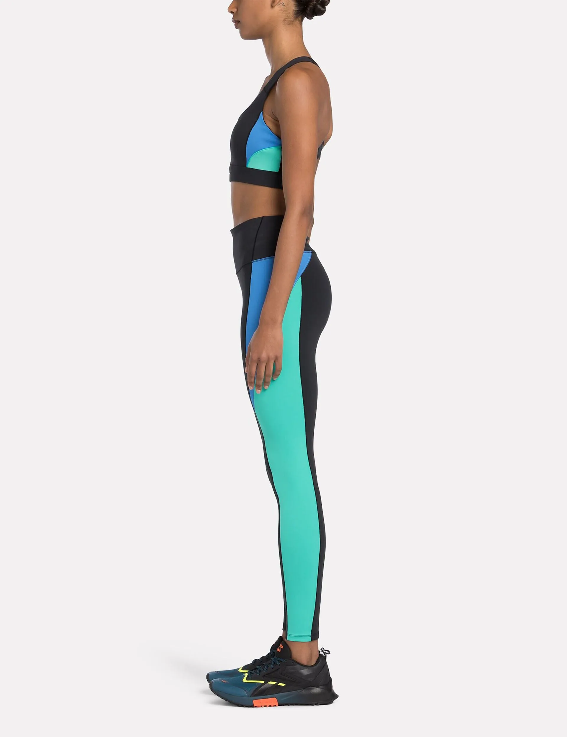 Lux High Waisted Colorblock Tights - Black/Unleashed Green