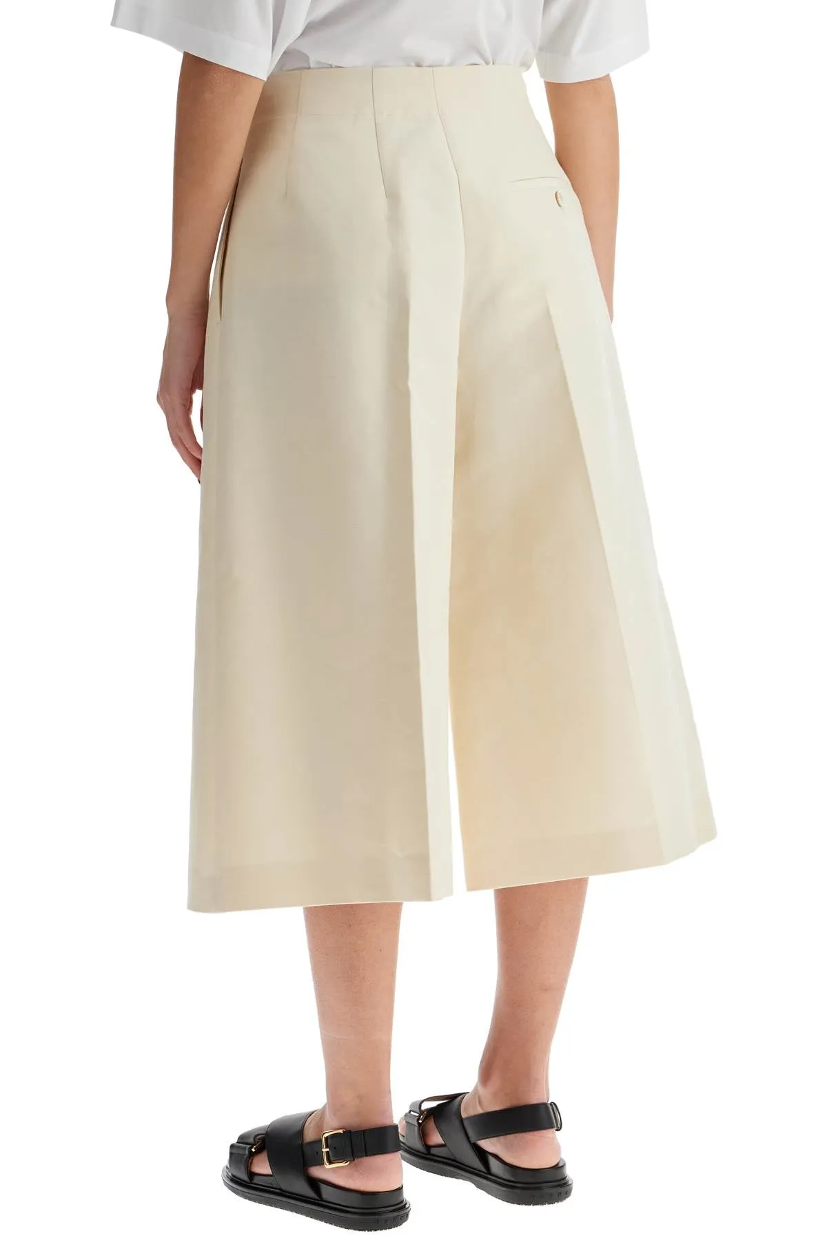 Marni Cropped Cotton Pants In Pure Cotton