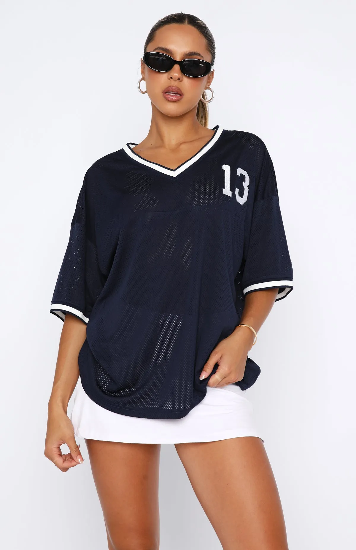 Moves To Make Oversized Sports Tee Dark Navy