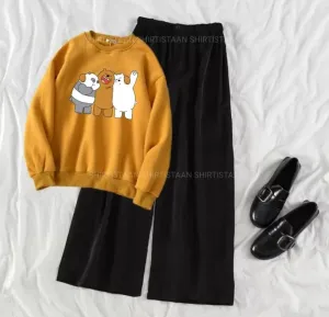 MUSTARD SWEATSHIRT TOGETHER BEAR WITH FLAPPER TROUSER