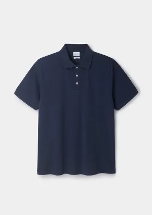 Navy Pique Cotton Polo Shirt