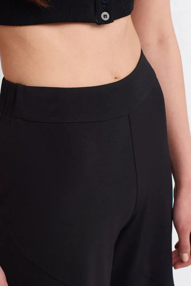 Nu Wide Leg Trousers With Stitched Detail Black