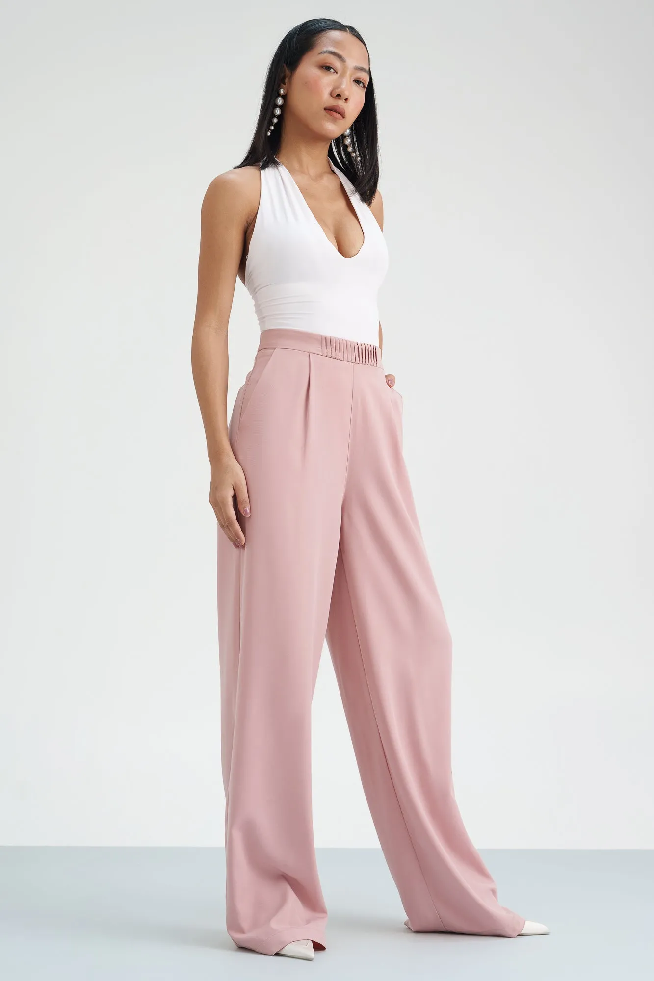 Pink Panther Pleated Waistband Korean Pants