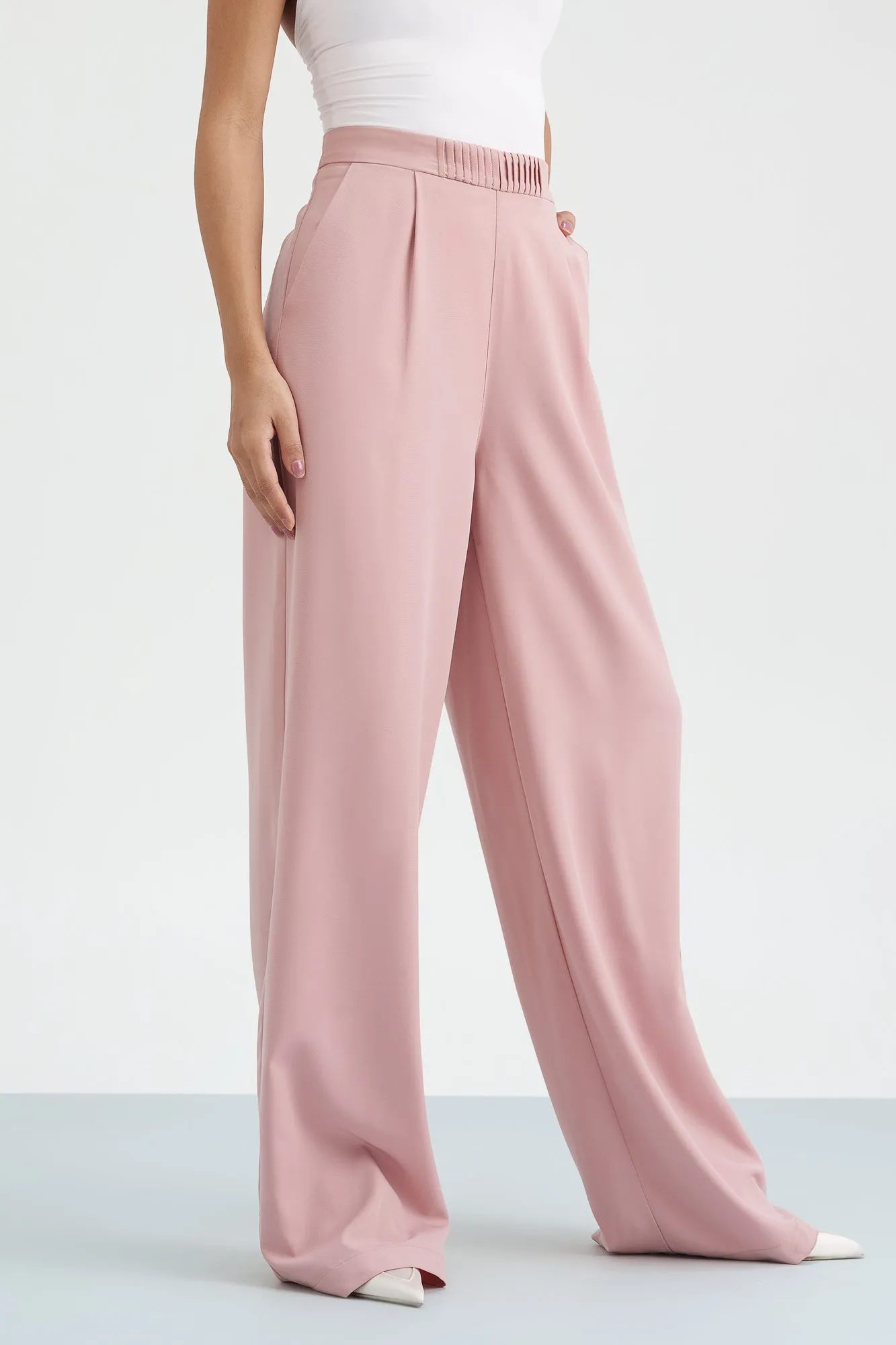 Pink Panther Pleated Waistband Korean Pants