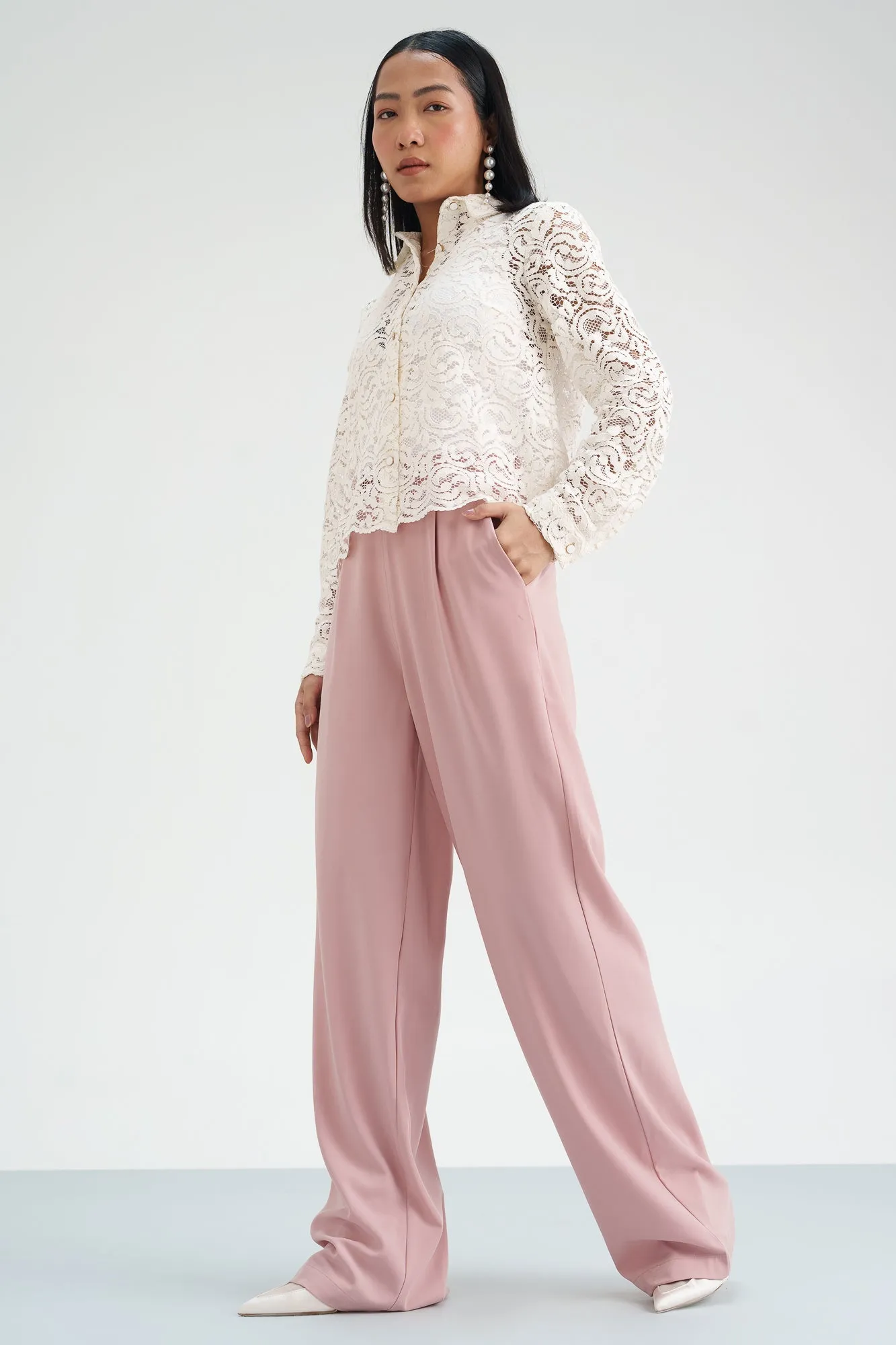 Pink Panther Pleated Waistband Korean Pants