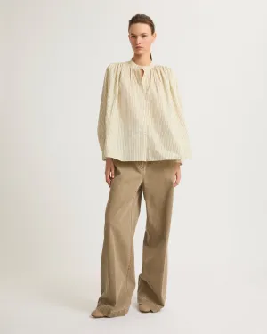 Pleated cotton-blend shirt