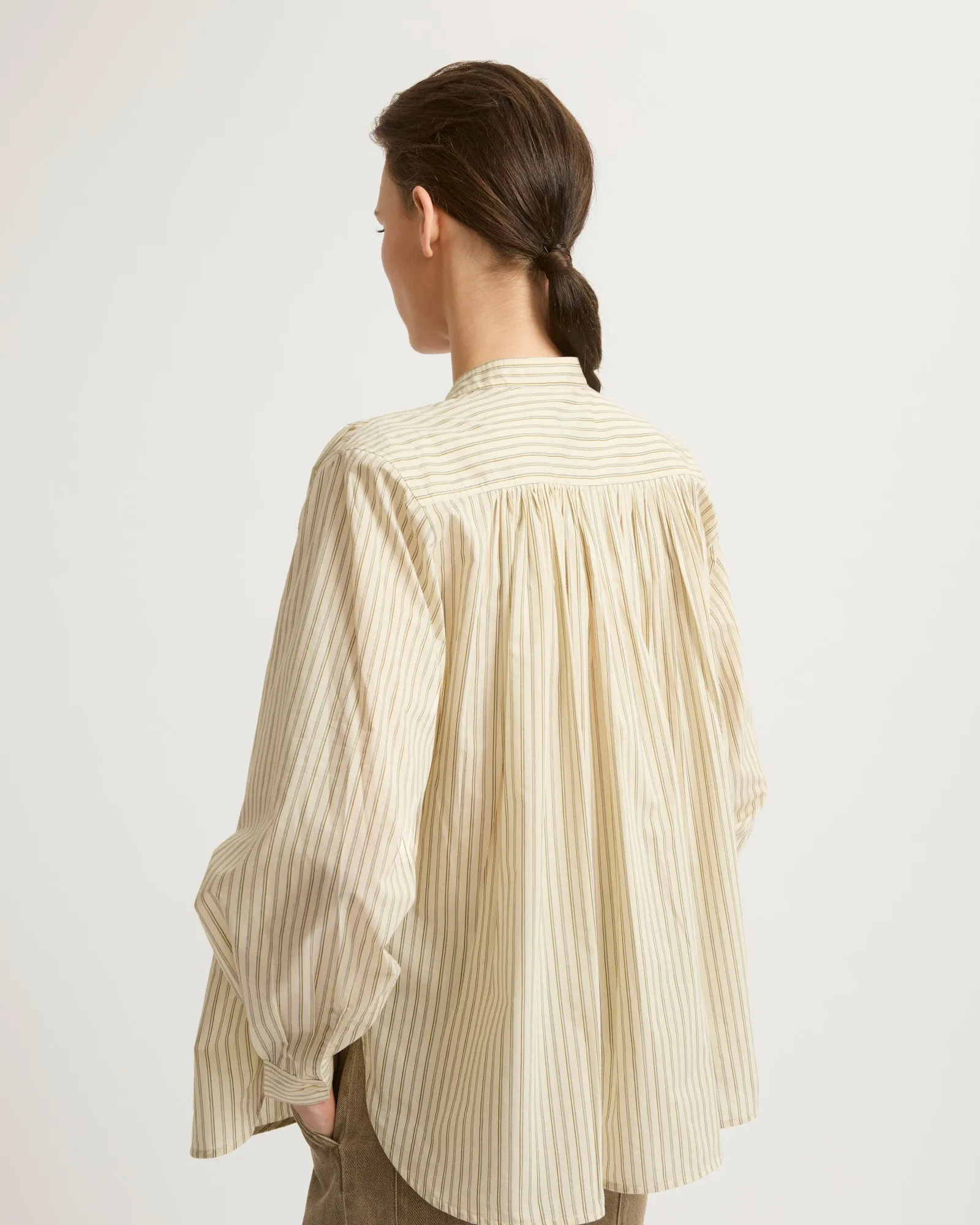 Pleated cotton-blend shirt