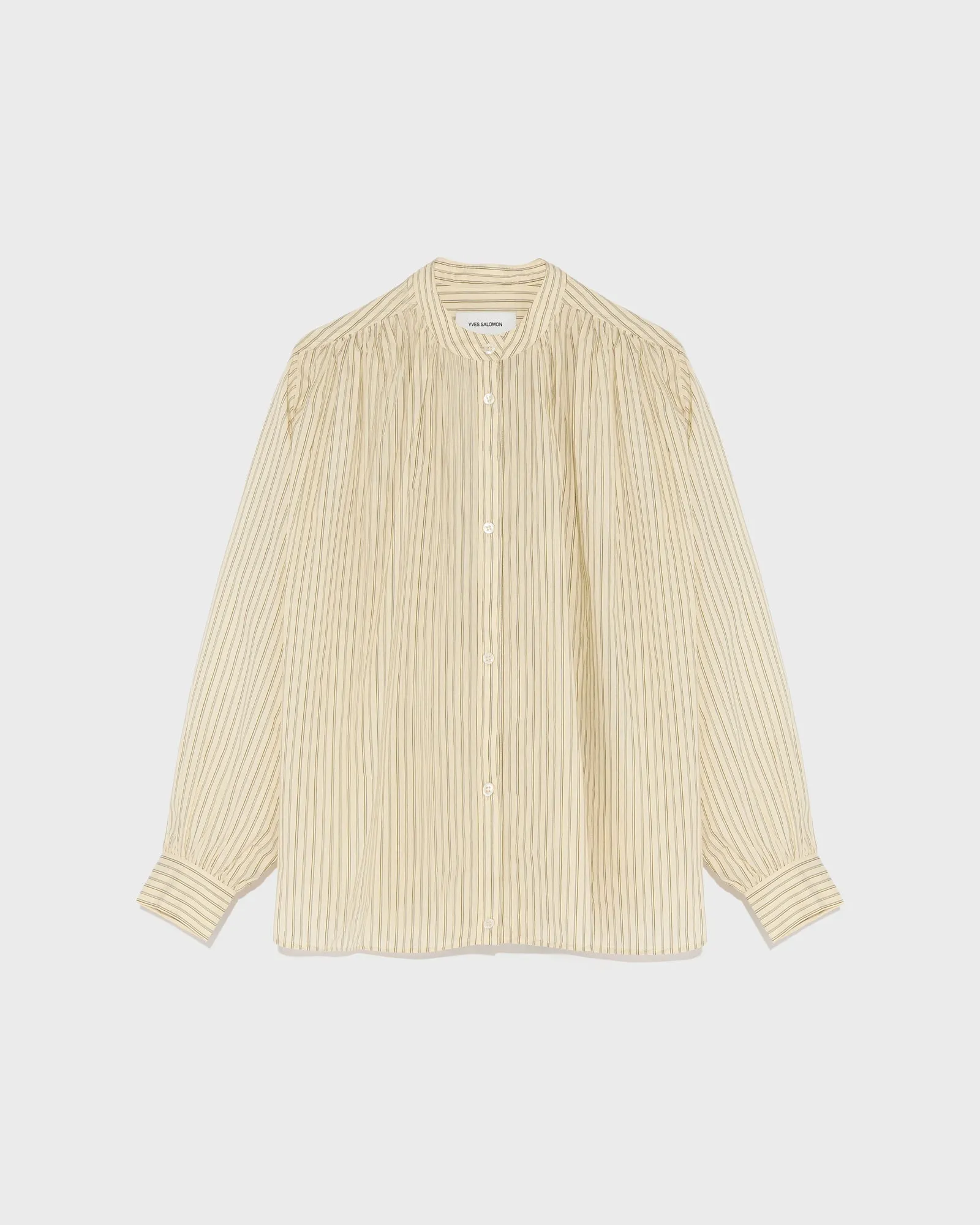 Pleated cotton-blend shirt