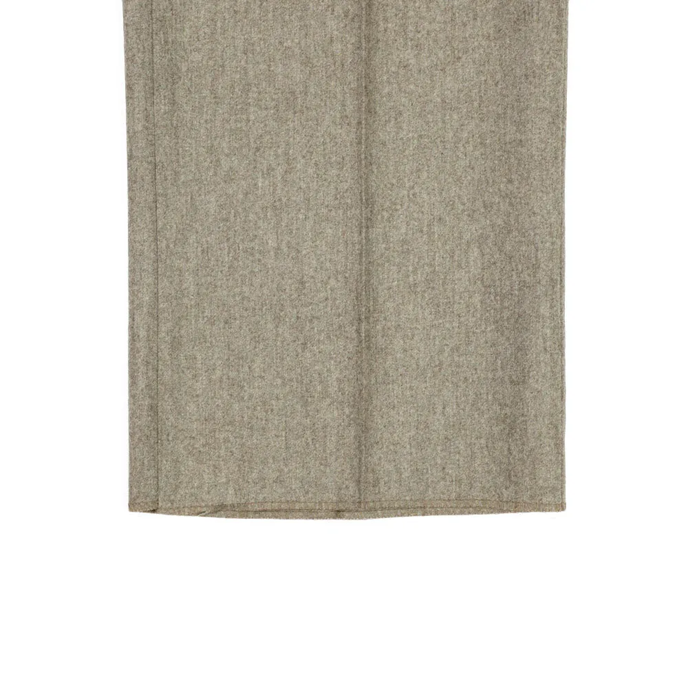 Pleated fawn wool flannel trousers