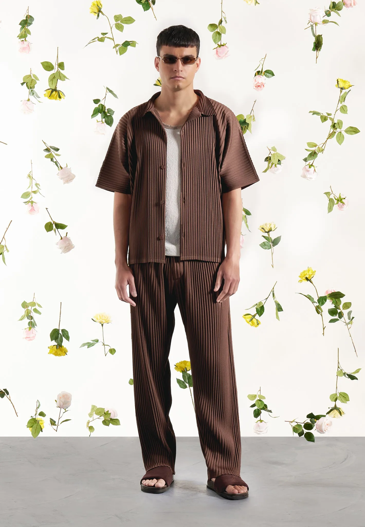 Pleated Shirt - Brown