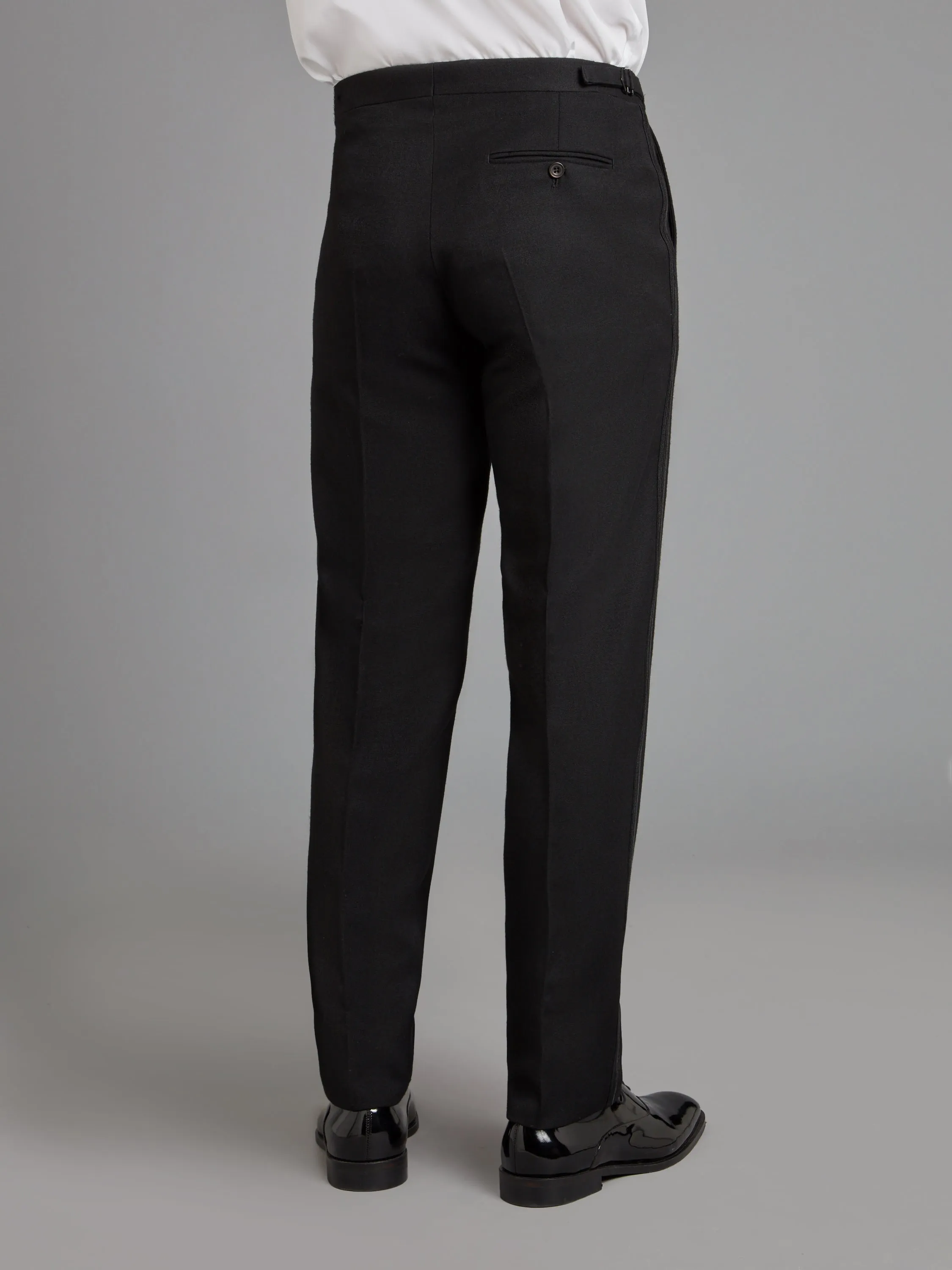 Pleated Tuxedo Pants - Black Barathea