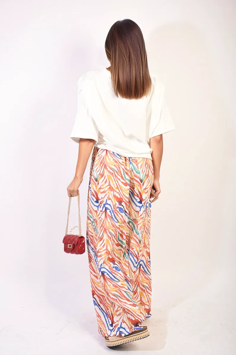 Pleated Wide Leg And Elastic Waist Trousers