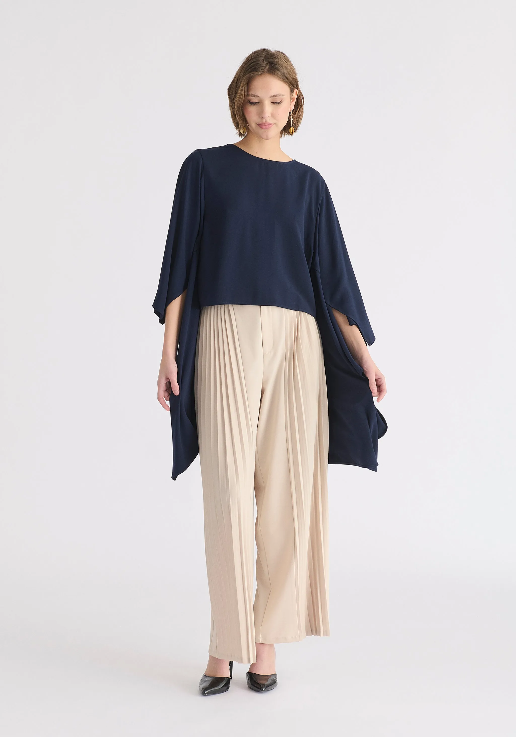 Pleated Wide Leg Trousers