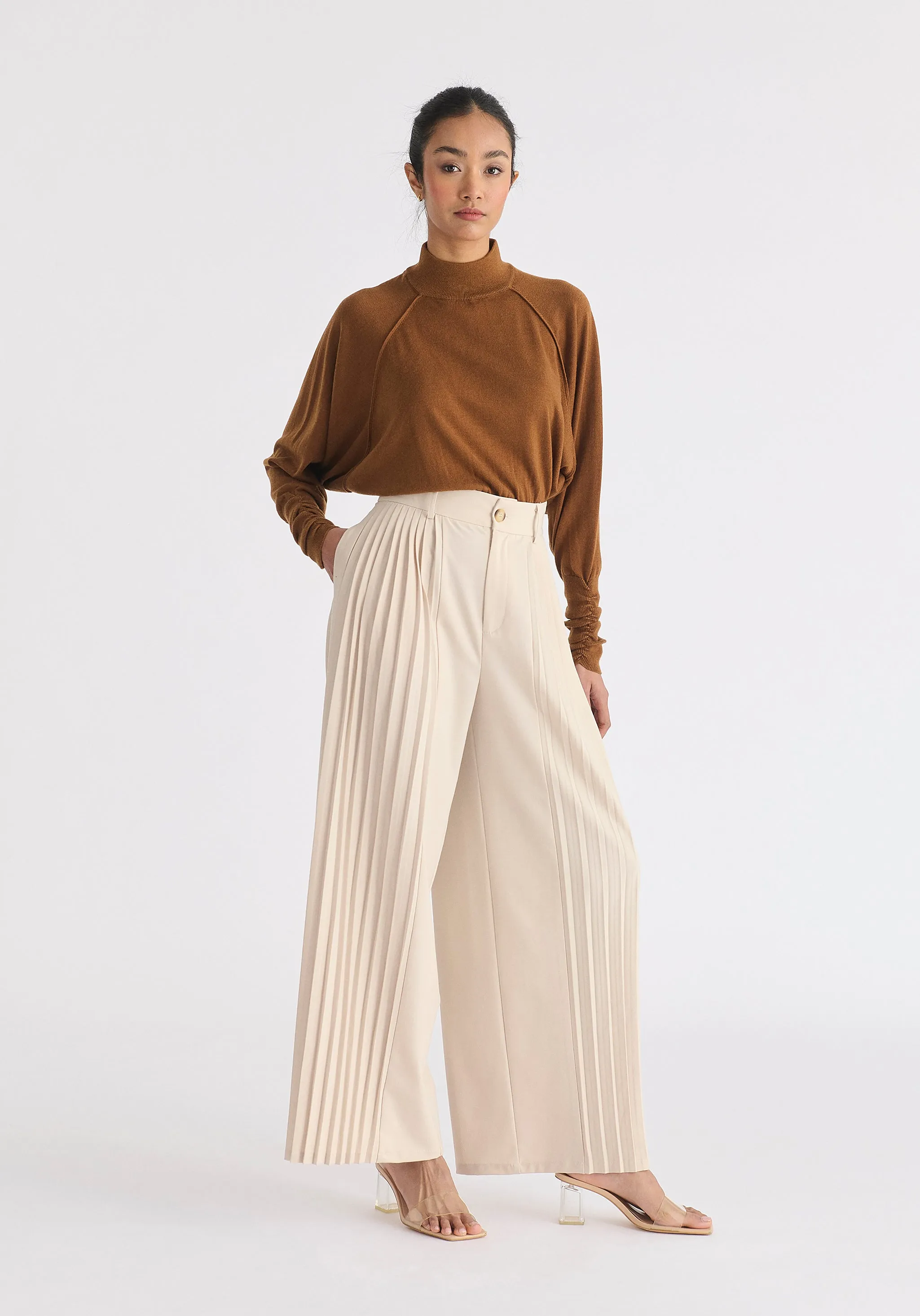 Pleated Wide Leg Trousers