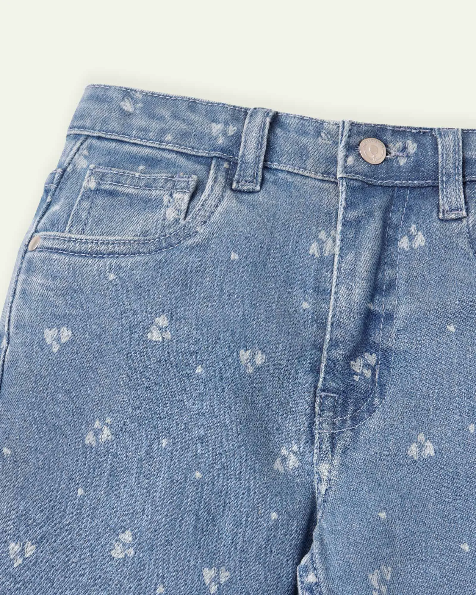 Printed Hearts Straight Fit Jeans