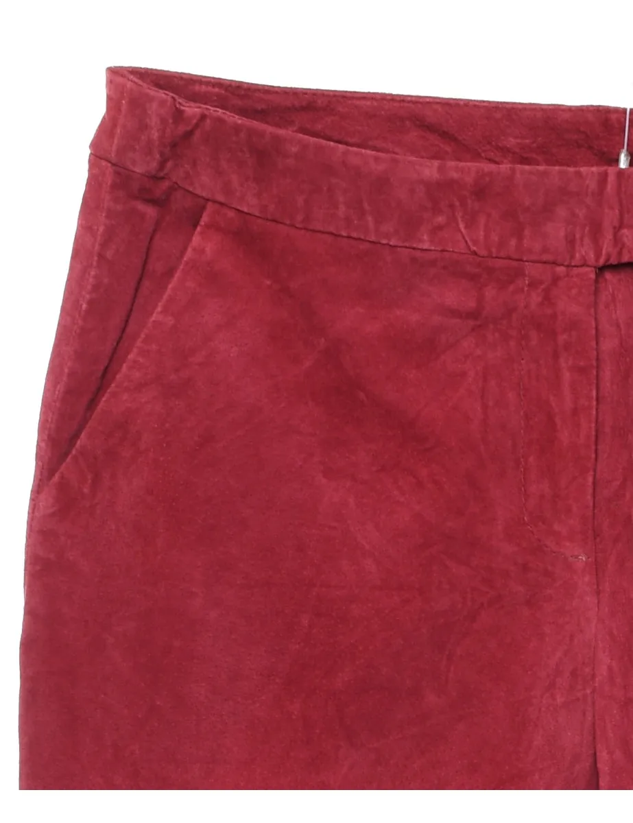 Red Classic Suede Trousers - W32 L28