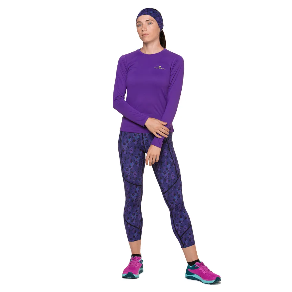 Ronhill Women's Tech Crop Tight in Purple Leopard AW24