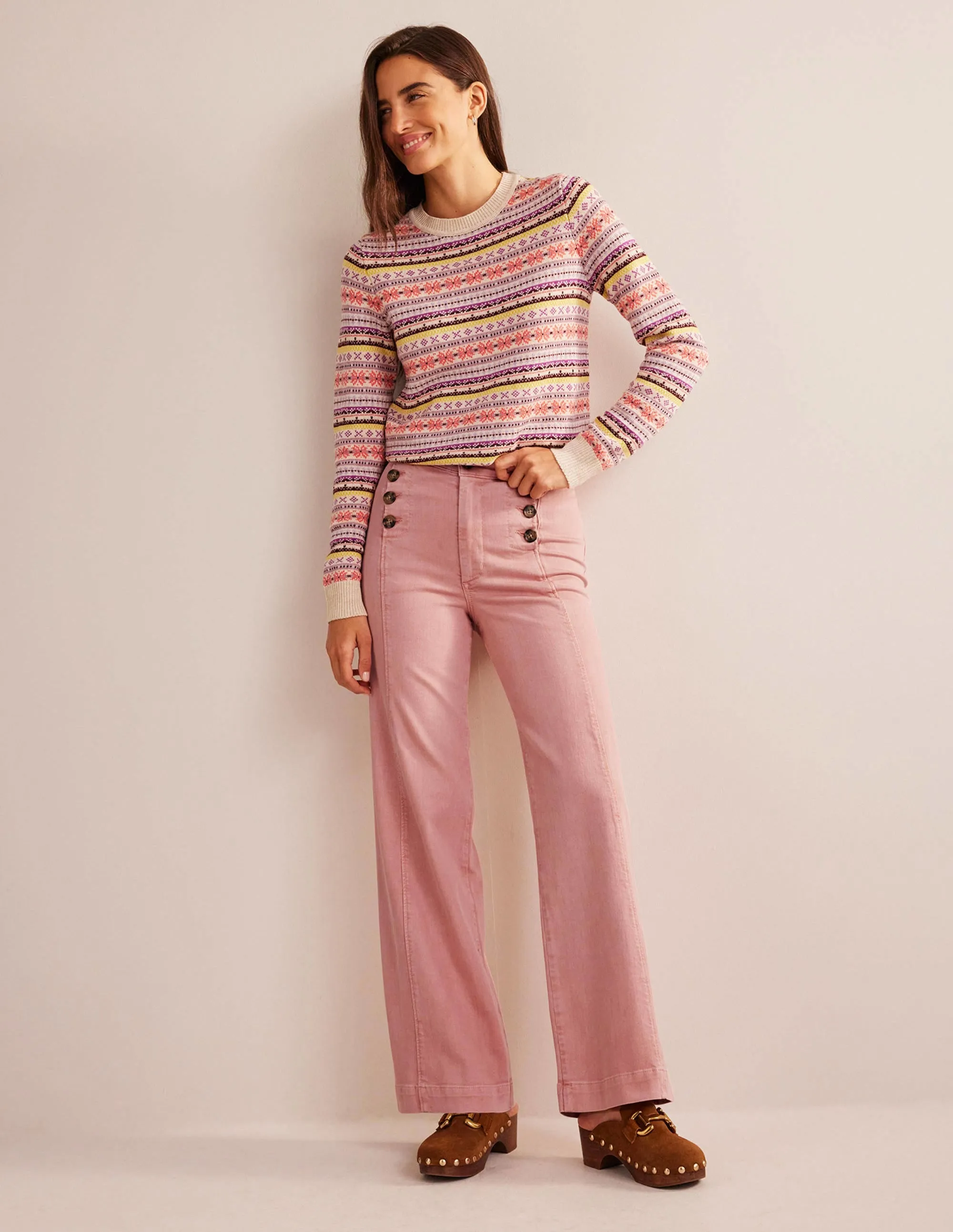 Sailor Wide Leg Trousers-Pink