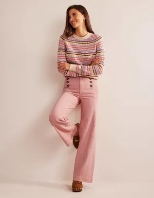 Sailor Wide Leg Trousers-Pink