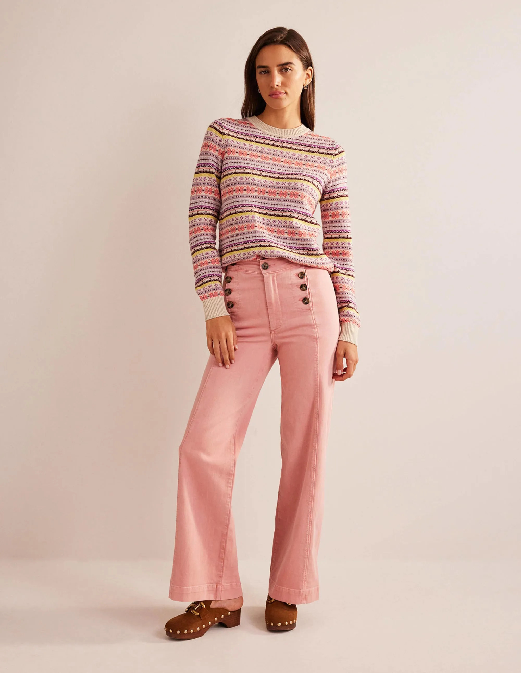 Sailor Wide Leg Trousers-Pink