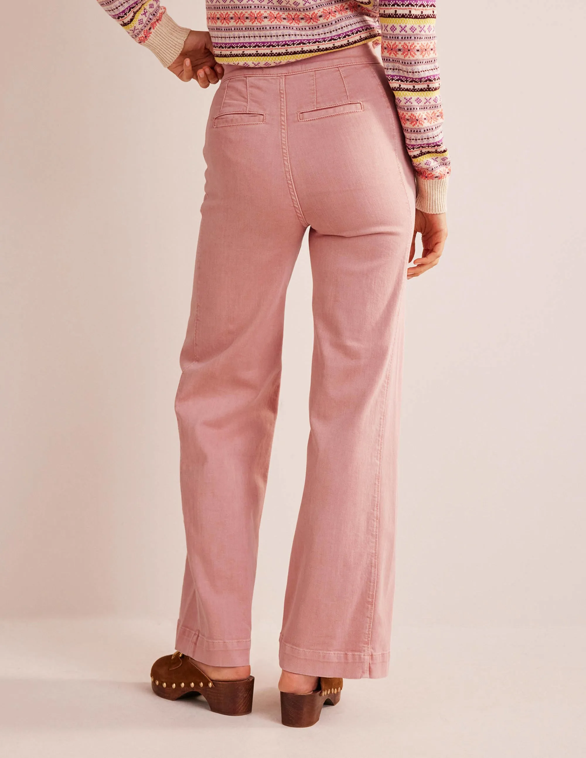 Sailor Wide Leg Trousers-Pink