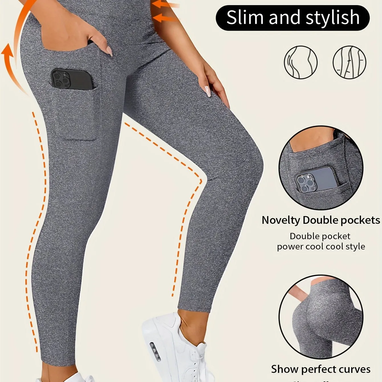 Sophie | Solid color yoga pants with pocket and high stretch