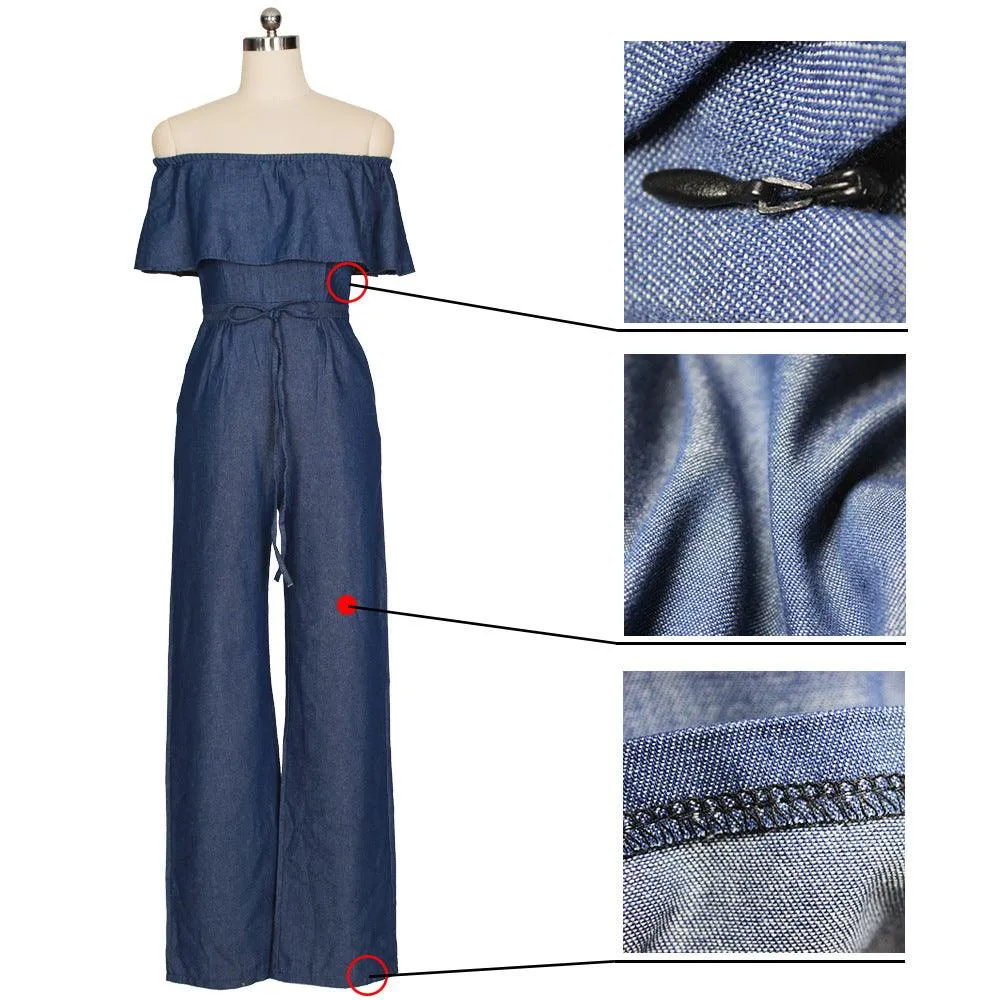 STRAPLESS DENIM JUMPSUIT