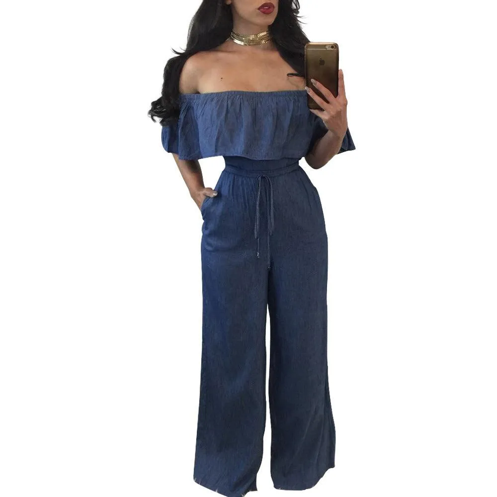 STRAPLESS DENIM JUMPSUIT