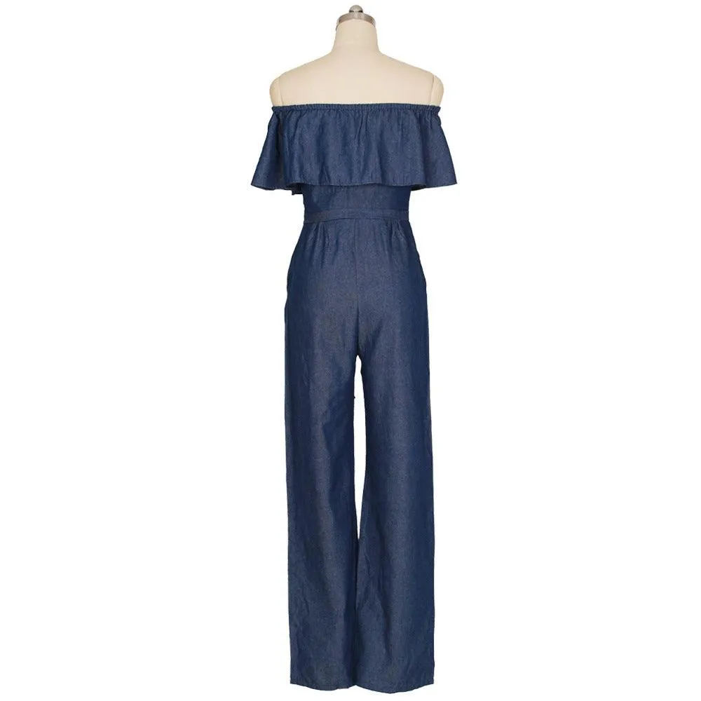 STRAPLESS DENIM JUMPSUIT