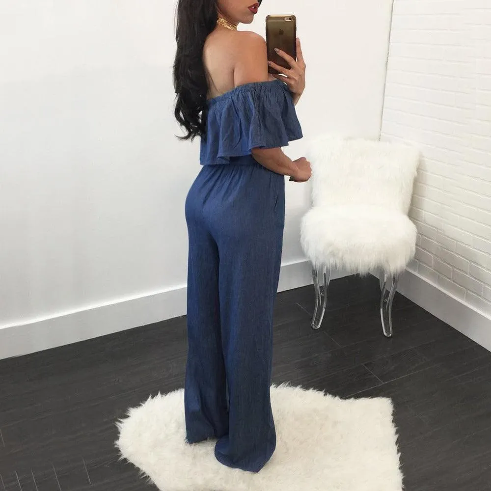 STRAPLESS DENIM JUMPSUIT