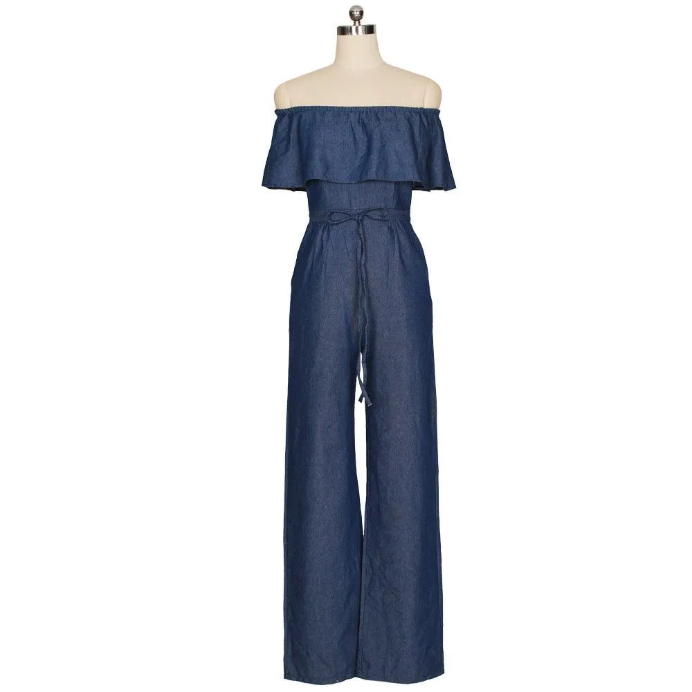 STRAPLESS DENIM JUMPSUIT