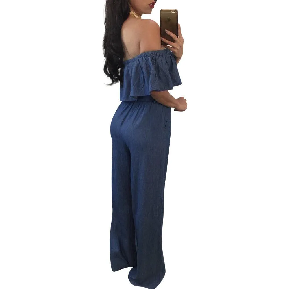 STRAPLESS DENIM JUMPSUIT