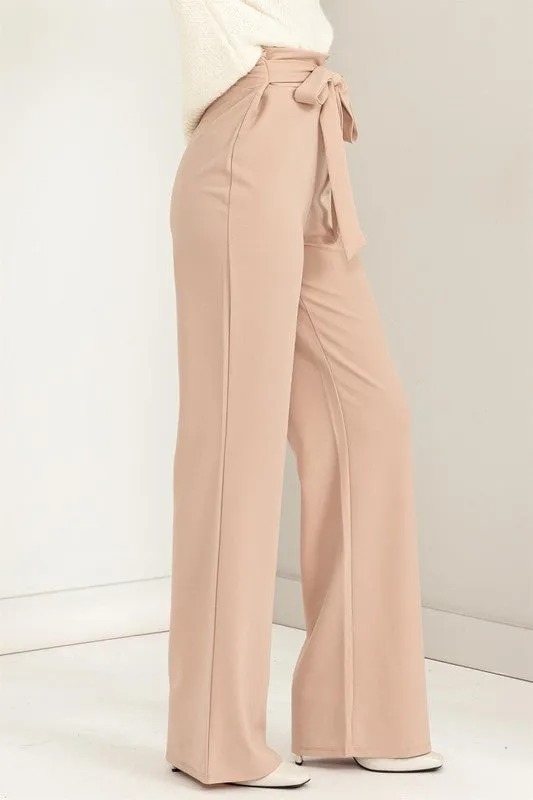 Sultry High-Waisted Tie Front Flared Pants