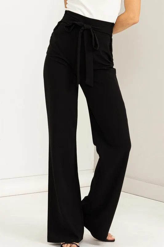 Sultry High-Waisted Tie Front Flared Pants