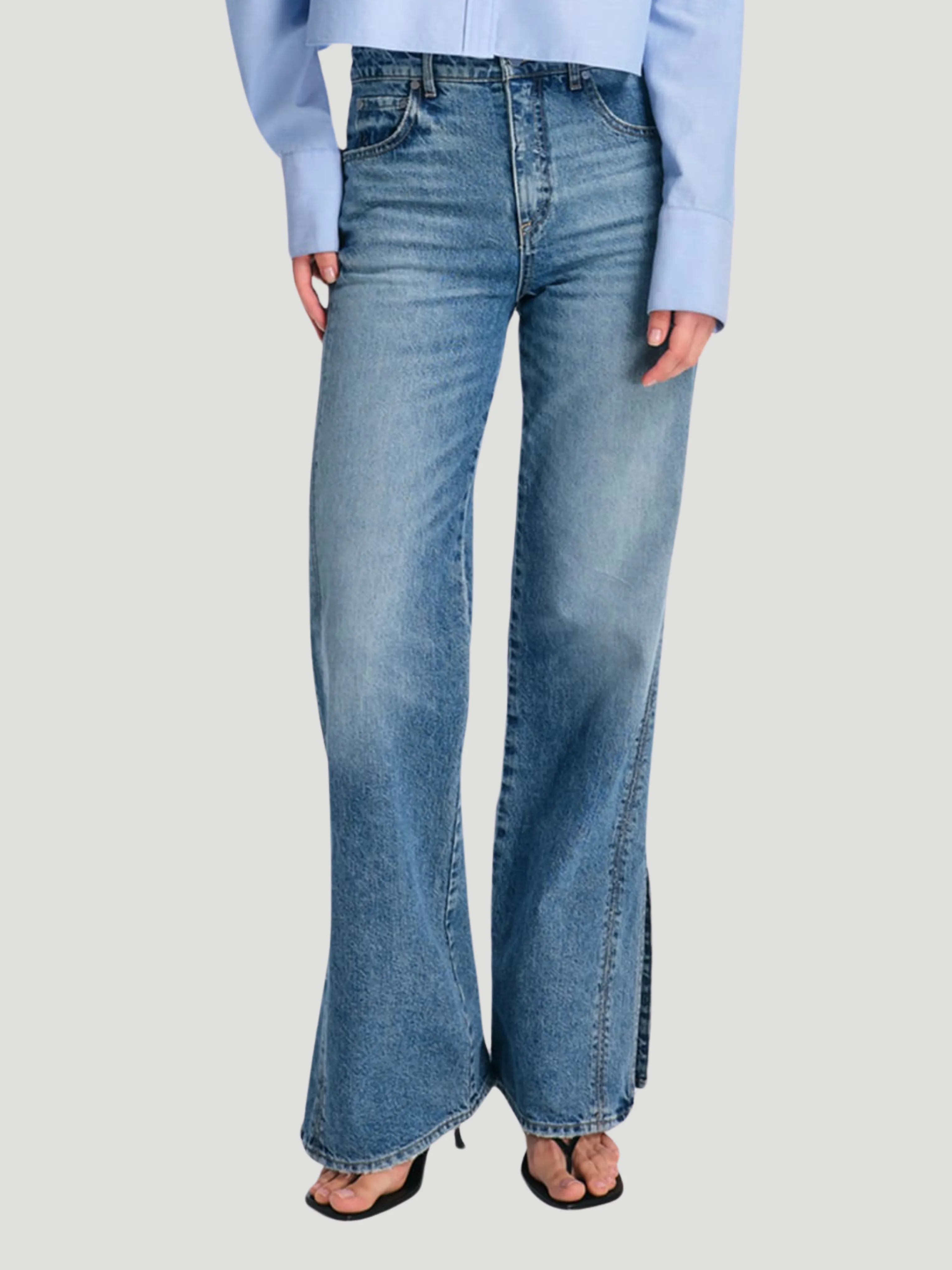 Tangled Up In Blue Wide Leg Jeans in Vintage Wash