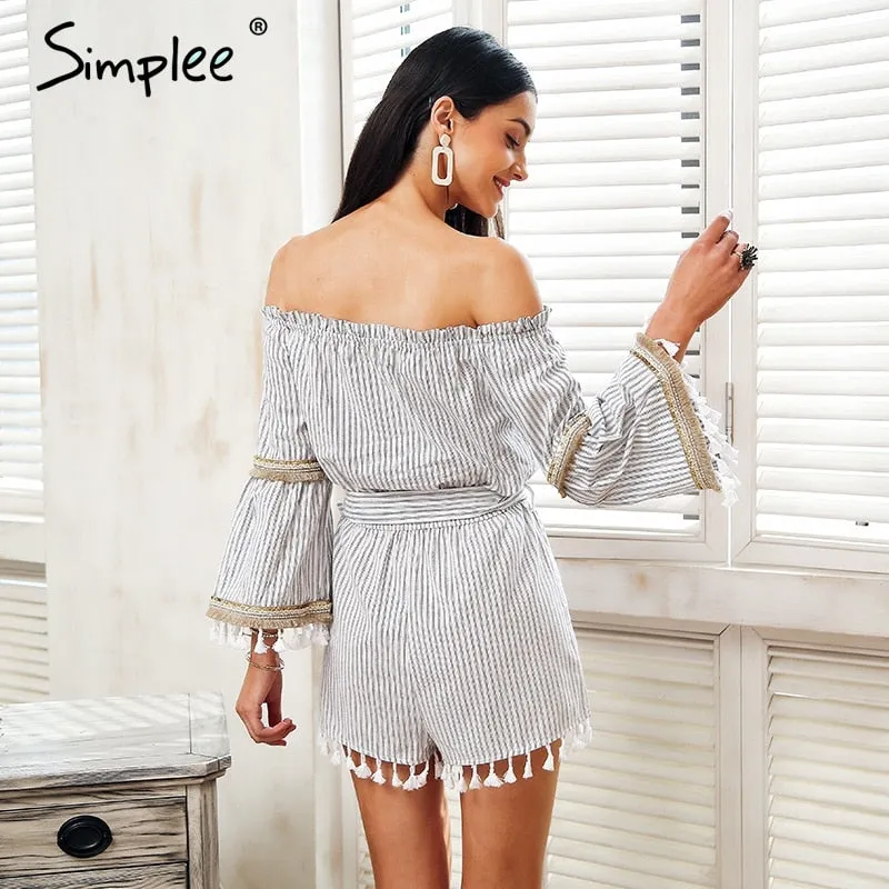 Tassel flare sleeve playsuit